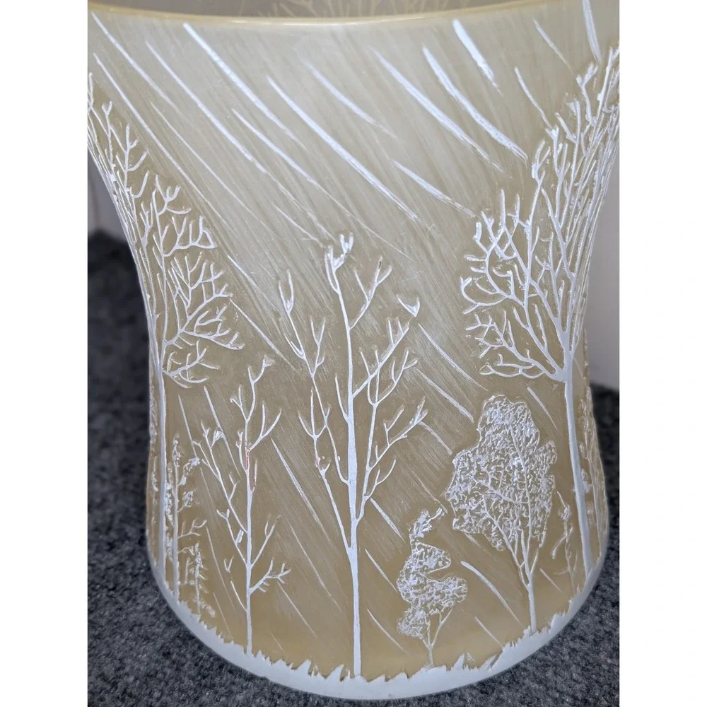 Heavy Resin Bathroom Office Waste Basket Trashcan 3-D Trees Forest Winter CHIP**